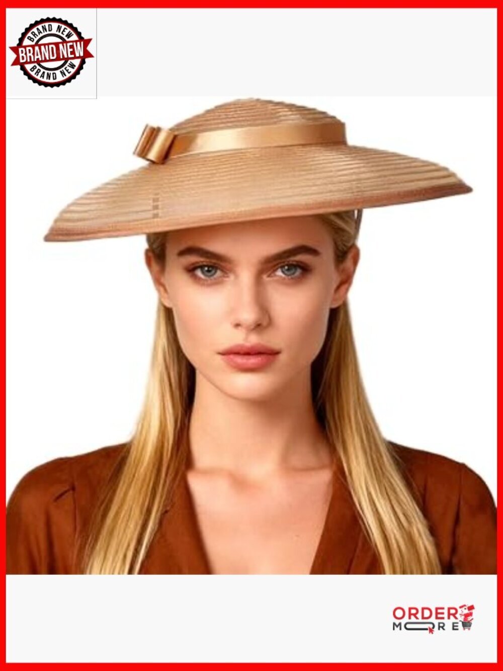 Straw Fedora Wide Brim Hat Adjustable Fascinator Derby Formal Classic